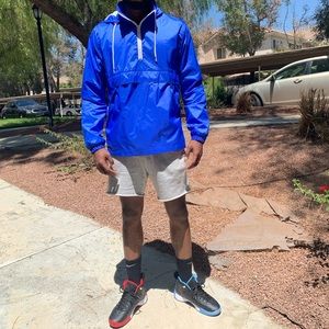 Hooded front zip anorak pullover